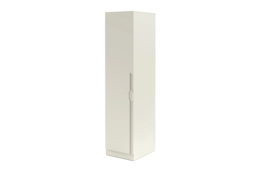 Moderner beiger Kleiderschrank, eintürig, minimalistisches Design für Schlafzimmer oder Flur.