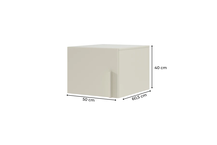 Maße des Brisso Hängeschranks: 50 cm Breite, 40 cm Höhe und 60,5 cm Tiefe im Überblick.