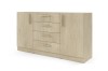 Geschlossenes Sideboard in heller Eichenoptik mit passenden Holzgriffen für ein modernes Design.