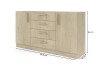 Sideboard Eiche Cremona mit 4 Schubladen und 2 Türen, Abmessungen 155,5 x 85 x 40 cm.