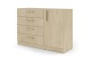 Sideboard BRK2 in Eiche Ceremona mit vier Schubladen, einer Tür und hellen Holzgriffen.