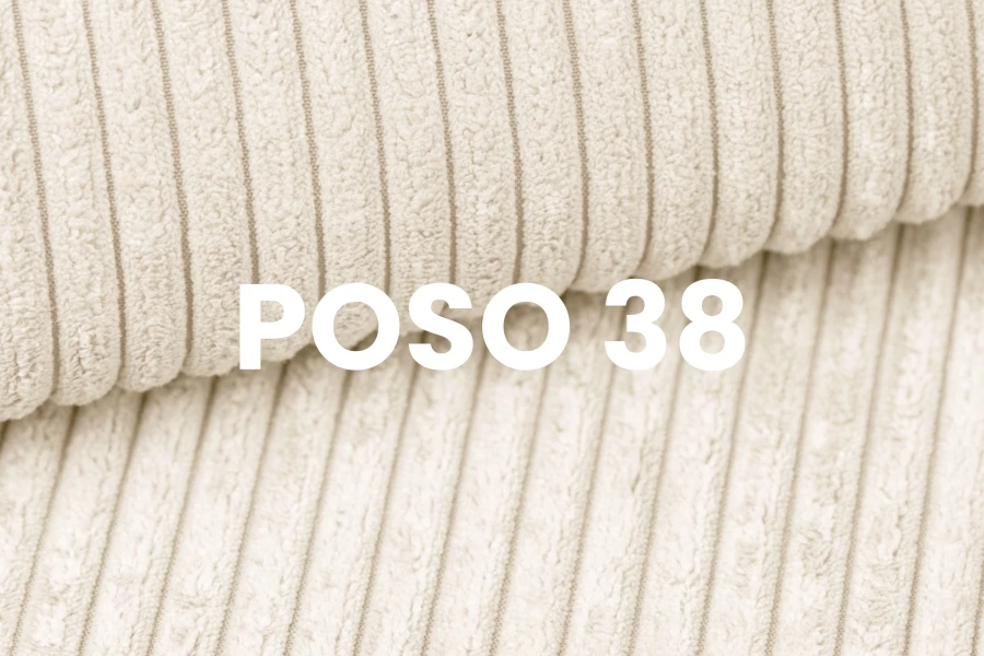 Detailweergave stofstaal POSO 38 in beige met ribstructuur voor gestoffeerde meubels.