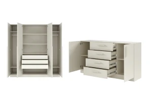 BRISSO A Schlafzimmer-Set mit 4-türigem Kleiderschrank BR1 und Kommode BRK1 Deine Möbel