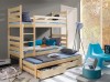Massives Etagenbett aus Kiefernholz mit drittem Ausziehbett und Schubladen.