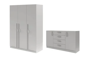 BRISSO B Schlafzimmer-Set mit 3-türigem Kleiderschrank BR2 und Kommode BRK1 Deine Möbel