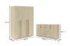 Maßangaben für Kleiderschrank (150x210 cm) und Kommode (155,5x85 cm) der Brisso Serie.