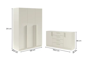 BRISSO B Schlafzimmer-Set mit 3-türigem Kleiderschrank BR2 und Kommode BRK1 Deine Möbel