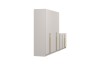 Seitliche Ansicht Kleiderschrank-Set in Beige mit schmalen Griffen in Gold