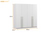 Moderner weißer 4-Türer Kleiderschrank mit Maßen 200x210x57 cm für das Schlafzimmer.