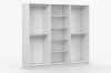 Innenraum Kleiderschrank weiß mit Kleiderstangen und praktischen Fachböden.