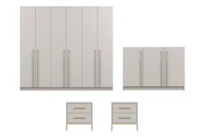 MIRELO D Schlafzimmer-Set mit 4- oder 6-türigem Kleiderschrank, 3-türiger Kommode & Kommoden Deine Möbel 24