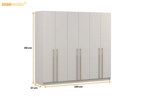 MIRELO E Schlafzimmer-Set mit 4- oder 6-türigem Kleiderschrank, Kommode, Doppelbett & Nachttische Deine Möbel 24