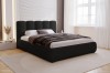 Schwarzes Designer-Polsterbett im stilvollen, hellen Schlafzimmer-Ambiente.