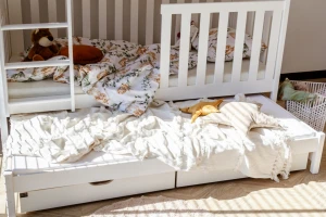 OLIVIA 90x200 Weiß Etagenbett Ausziehbett für 3 Kinder mit Schubladen Deine Möbel