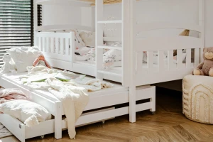 MIA 90x200 Weiß Etagenbett Ausziehbett für 3 Kinder mit Schubladen Deine Möbel
