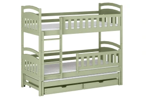 MIA 90x200 Olivgrün Etagenbett Ausziehbett für 3 Kinder mit Schubladen Deine Möbel