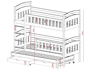 MIA 90x200 Olivgrün Etagenbett Ausziehbett für 3 Kinder mit Schubladen Deine Möbel