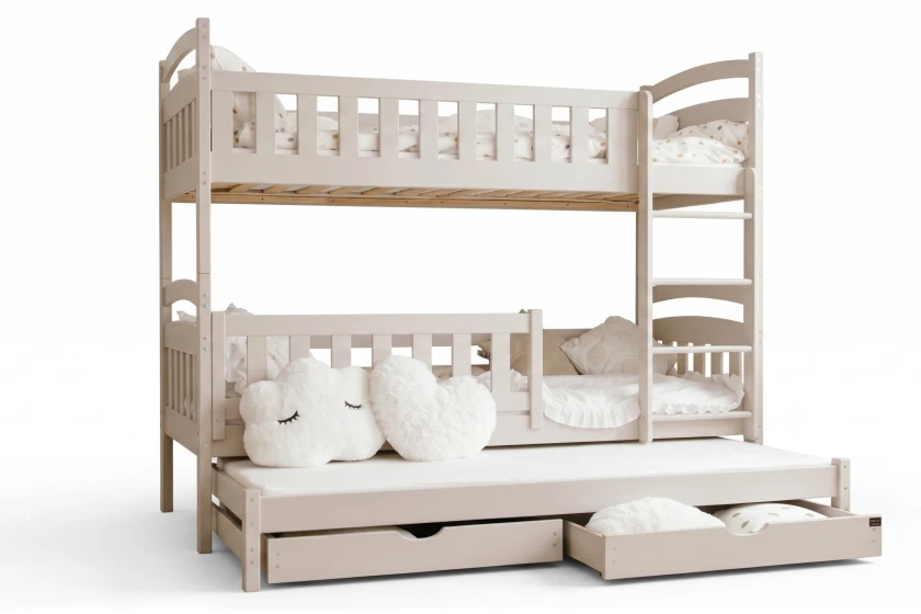 MIA 90x200 Cashmere Etagenbett Ausziehbett für 3 Kinder mit Schubladen Deine Möbel