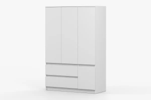 SIMO 02 Kleiderschrank Kinderkleiderschrank in Weiß, 90 cm breit, mit 2 Schubladen Deine Möbel