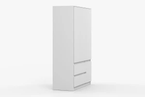 SIMO 02 Kleiderschrank Kinderkleiderschrank in Weiß, 90 cm breit, mit 2 Schubladen Deine Möbel