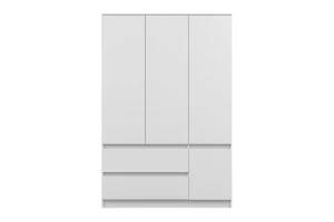 SIMO 02 Kleiderschrank Kinderkleiderschrank in Weiß, 90 cm breit, mit 2 Schubladen Deine Möbel