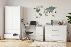 SIMO 04 Kommode in weiß, 120 cm, 2 Türen, 3 Schubladen, SIMO-Kollektion Deine Möbel