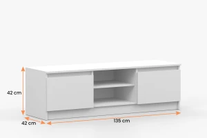 SIMO 05 TV-Schrank TV-Lowboard, weiß, 135 cm, 2 Türen, SIMO-Kollektion Deine Möbel