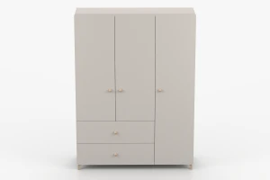 MARCO 01 Kleiderschrank 120 cm kaschmir 3-türig mit 2 Schubladen und Kleiderstange Deine Möbel