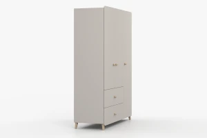 MARCO 01 Kleiderschrank 120 cm kaschmir 3-türig mit 2 Schubladen und Kleiderstange Deine Möbel