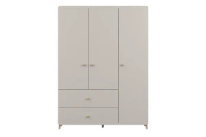 MARCO 01 Kleiderschrank 120 cm kaschmir 3-türig mit 2 Schubladen und Kleiderstange Deine Möbel