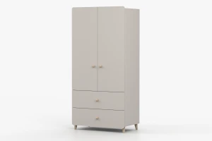MARCO 02 Kleiderschrank 90 cm kaschmir 2-türig mit 2 Schubladen und Kleiderstange Deine Möbel 