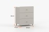 Beige Kommode mit Abmessungen: 80 cm breit, 99 cm hoch und 41 cm tief.