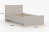 Maßangaben für das beige Kinderbett: 205 cm x 97 cm x 75 cm.