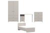 Komplettes Kinderzimmer-Set in Beige mit Bett, Schrank, Schreibtisch und Kommode