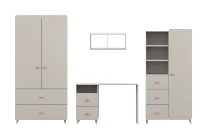 Jugendzimmer-Set B MARCO kaschmir, Kleiderschrank, Schreibtisch, Kommode & Hängeregal Deine Möbel 