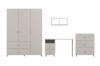 Modernes Kinderzimmer Möbel-Set in Beige mit Kleiderschrank, Schreibtisch und Kommode.