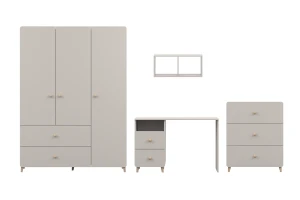 Jugendzimmer-Set C MARCO kaschmir, Kleiderschrank, Schreibtisch, Kommode & Hängeregal Deine Möbel 24 