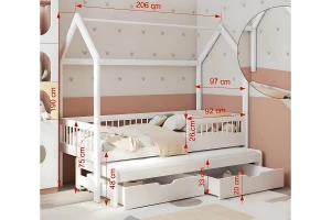 ADA II 80x180 Weiß Hausbett Ausziehbett Deine Möbel 