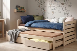 TED 90x200 Natur Kiefer Kinderbett Ausziehbett mit Schubladen Deine Möbel 