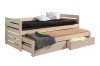Funktionsbett aus massivem Kiefernholz mit Ausziehbett und zwei praktischen Schubladen.