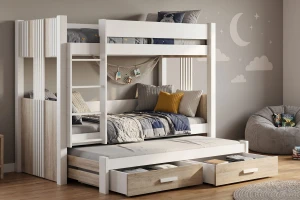 ALEXANDRA III 90x200 Weiß Etagenbett Ausziehbett mit Schubladen Deine Möbel (1) (1)