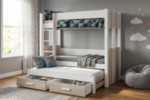 ALEXANDRA III 90x200 Weiß Etagenbett Ausziehbett mit Schubladen Deine Möbel (1) (1)