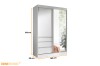 Weißer Schwebetürenschrank 140cm mit Spiegel und 3 Schubladen - Maße: 140x216x65 cm.
