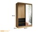 Kleiderschrank in Eiche mit schwarzen Schubladen und Spiegel - Maße: 140x216x65 cm.