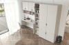 Vogelperspektive der MANO Möbelserie in Beige mit funktionalem Arbeitsplatz und viel Stauraum.
