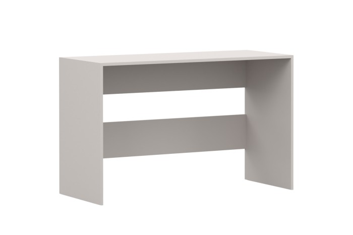 Hellgrauer Schreibtisch Mano von schräg vorne rechts – modernes Design für das Home Office.