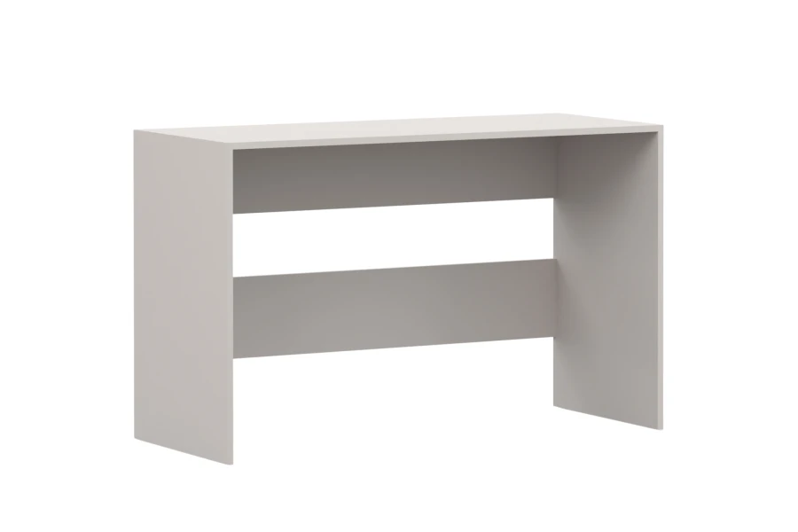 Hellgrauer Schreibtisch Mano von schräg vorne rechts – modernes Design für das Home Office.