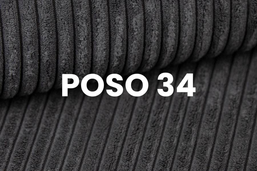 Stoffprobe POSO 34: Detailansicht des dunkelgrauen Cord-Bezugstoffs für Polstermöbel.