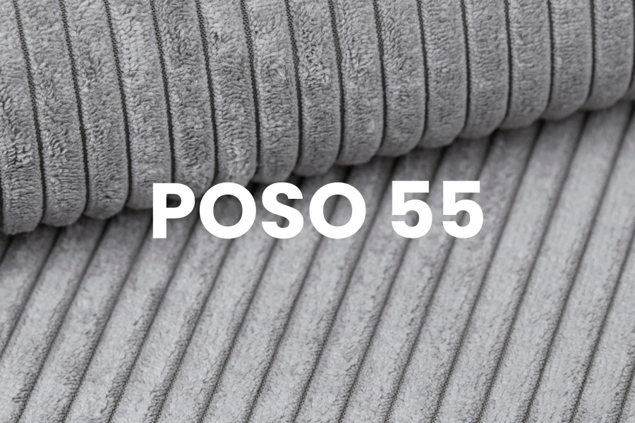 Stoffmuster POSO 55: Grauer Cord-Stoff für moderne Polsterbetten im Detail.