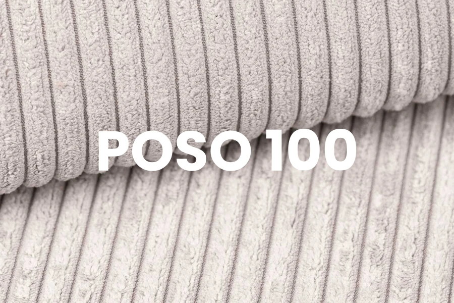 Detailansicht Cord-Stoff POSO 100 in Beige für moderne Polstermöbel.